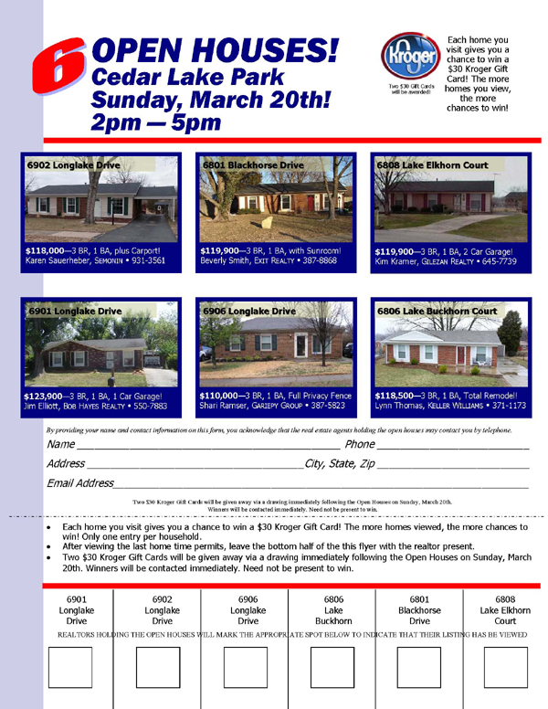 6 Open Houses 6 Open Houses